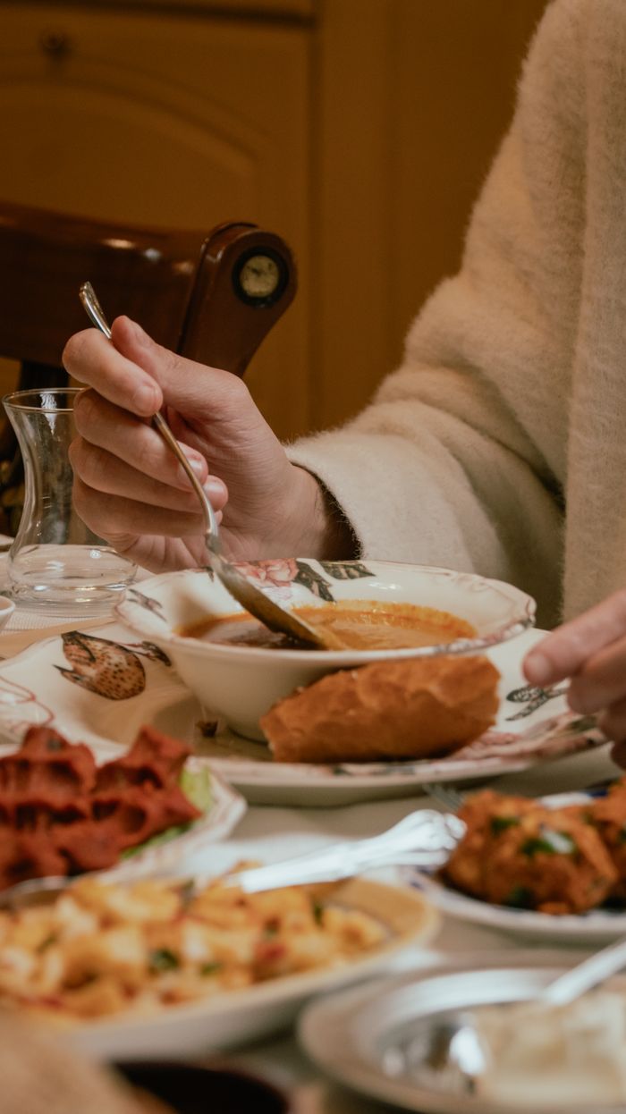 Close-up of a traditional Turkish breakfast spread served in Gaziantep, Turkey.